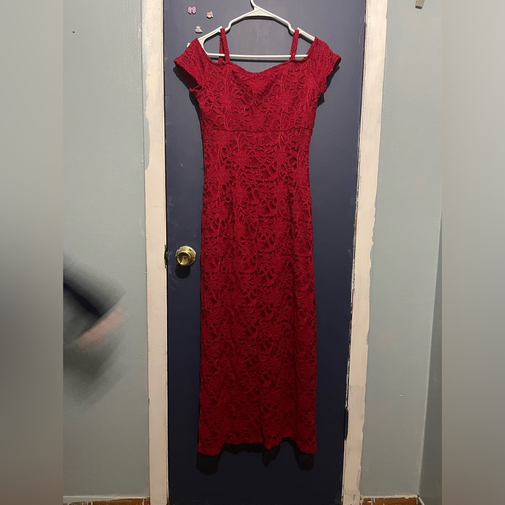 Long red dress